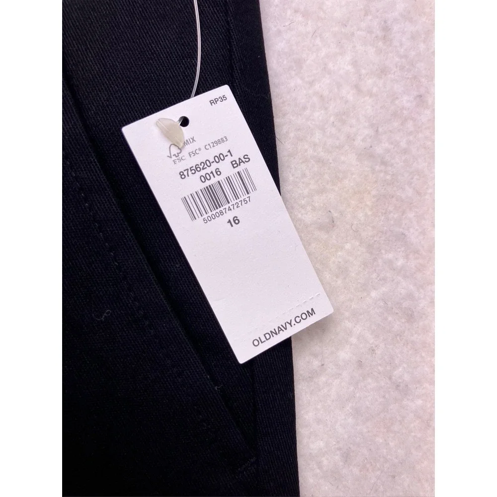 Old Navy Straight Chino Kids 16 Black New Built-In Flex Adjustable‎ Waist Pants